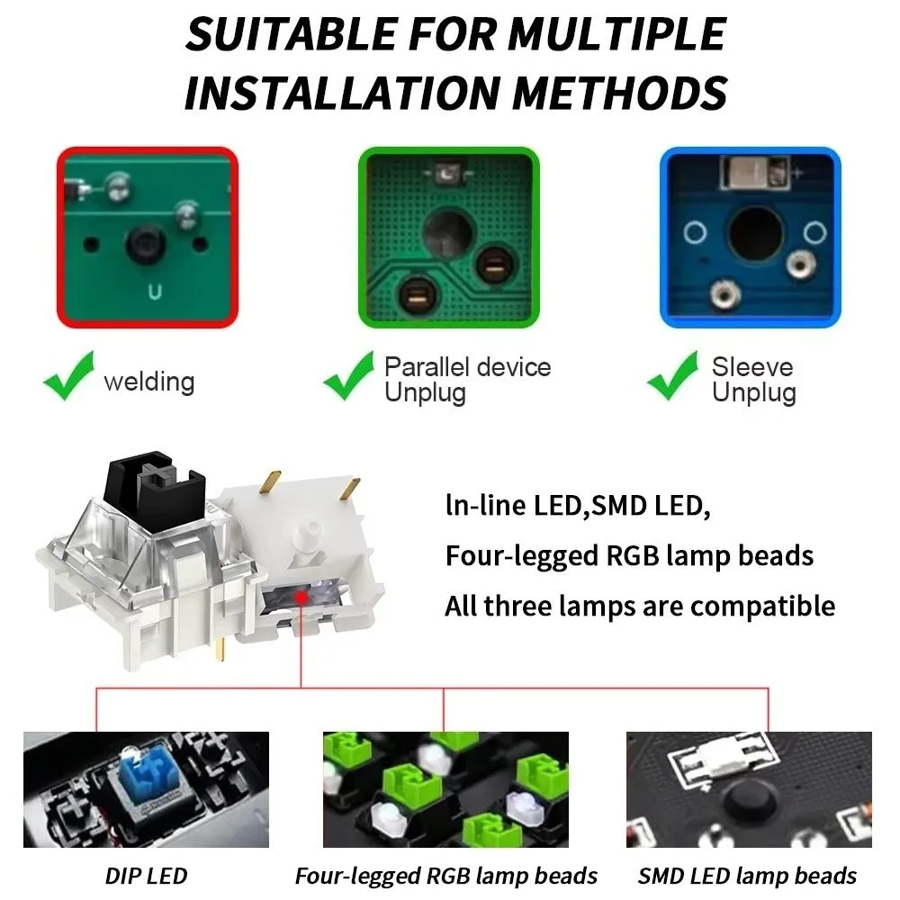 

10pcs New Linear Mechanical Keyboard Switch Clicky Tactile 3Pin Switch RGB LED Silent Gaming Switch