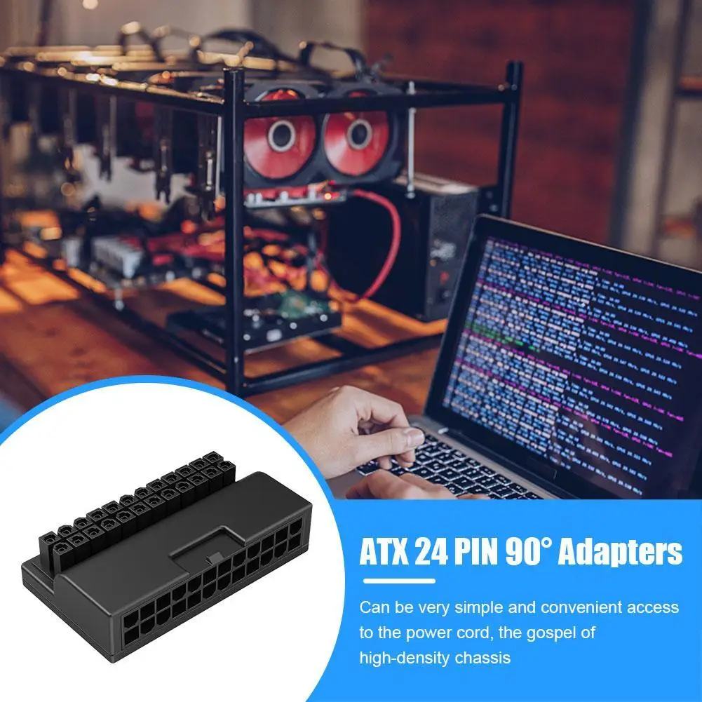 90 Degree Angled Converter Motherboard ATX Power Supply 24Pin Power Connector Adapter Motherboard Power