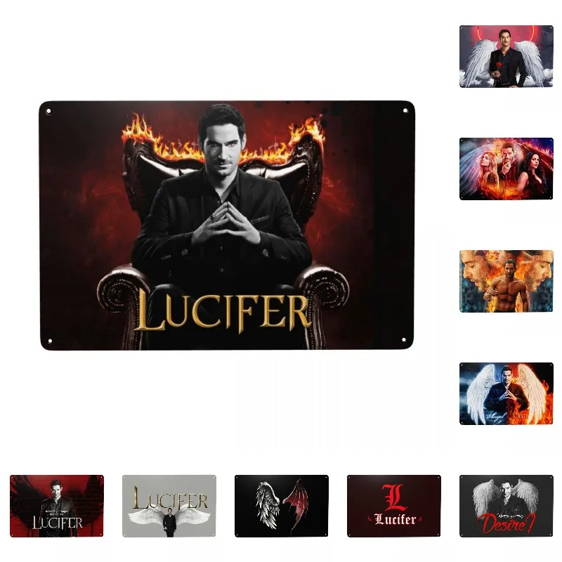 Retro Devil King Lucifer Morningstar Metal Tin Sign Rectangle Custom TV Show Signs Plaque Bar Cafe Restaurant Wall Decor Art