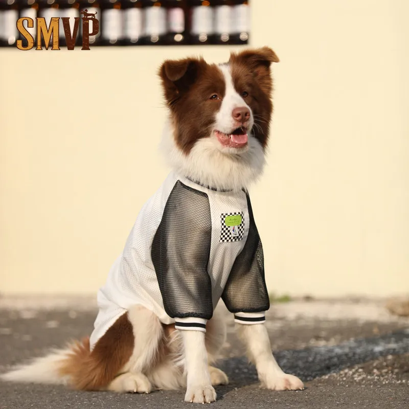 

Dog Clothes Summer Large Dog Thin Mesh Breathable Black and White Handsome Ball Clothe Anti Shedding Big Dog Clothes