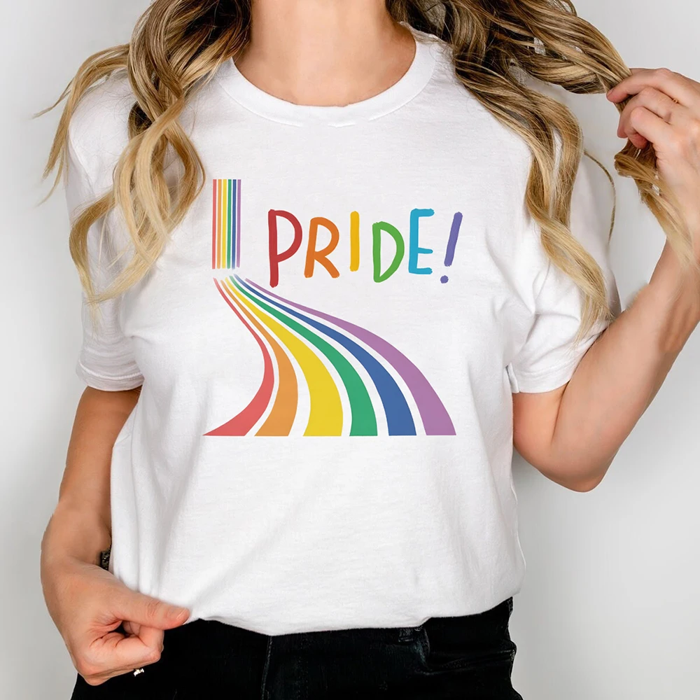 Pride&Rainbow Pattern Print Girls T-shirts Short Sleeve Round Neck Top Pride Months Women's Tees Shirt Summer Girl Clothing