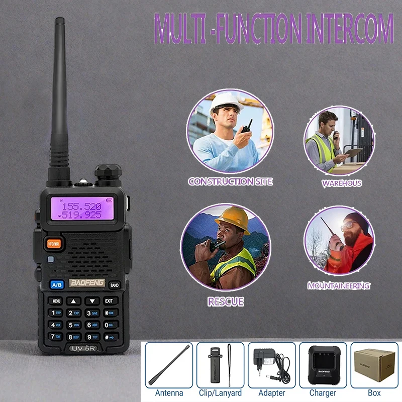 1/2 SZT. Baofeng UV 5R walkie talkie zdalna komunikacja dwuzakresowy VHF UHF FM transceiver dwukierunkowe szybkie ładowanie USB