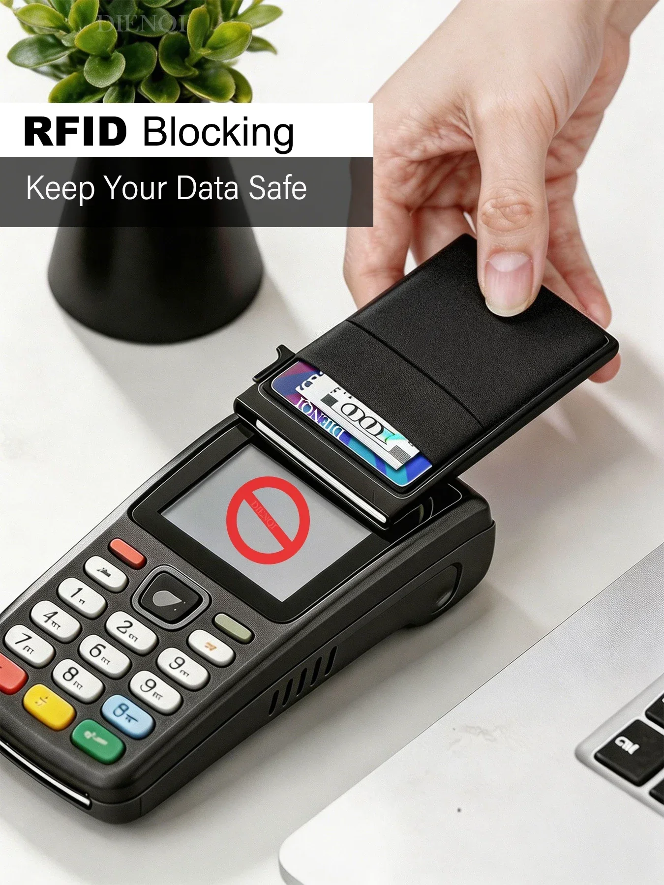 Geldbeutel Kartenetui Geldklammer Schlanker Minimalistischer Pop-Up-Kartenhalter RFID-Smart-Wallets ID-Fenster Mini-Taschen Luxus-Geldbörse Herren – Detail 4