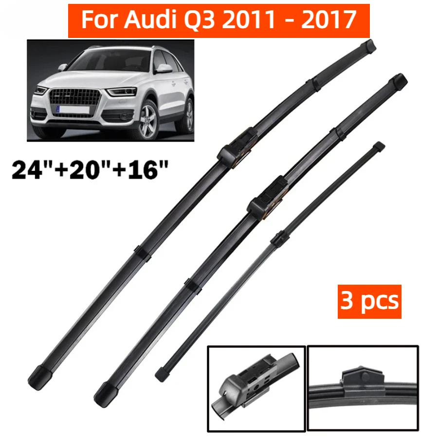 Front Rear Wiper Blades Set For Audi Q3 2011 - 2017 Windshield Windscreen Window Rain Brushes 24