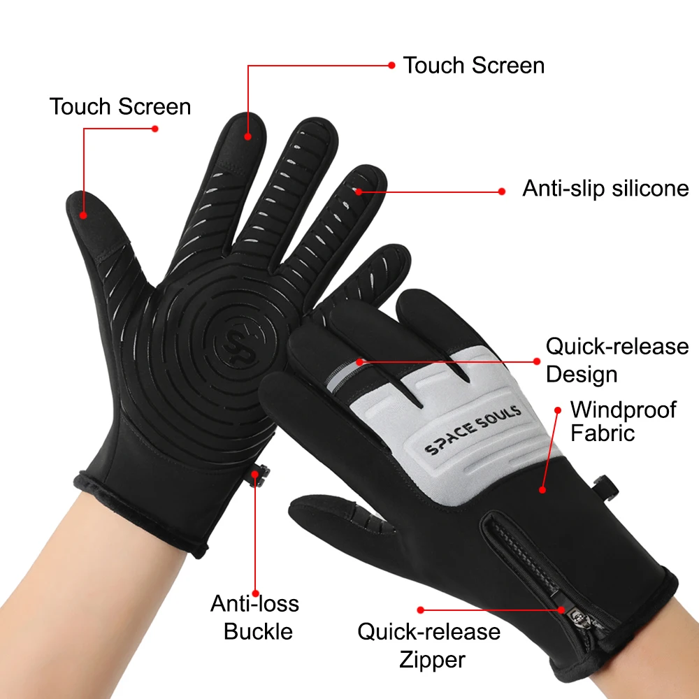 Guanti invernali unisex caldi Guanti touch screen antivento resistenti al freddo per sport all'aria aperta Corsa Ciclismo Sci