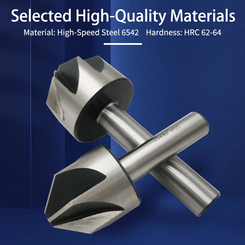 HSS 90-Degree Countersink Drill Bit StraightTapered Bevel Tool 8 10 12.5 16 25 30 40 50 for Metal Plate Hole Deburring