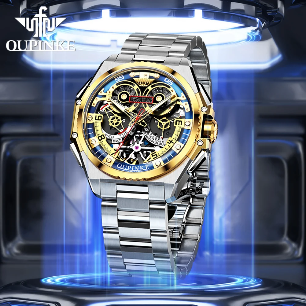 OUPINKE Original Brand Men's Watches Italian Designer Collaboration Automatic Mechanical Male Watch Waterproof Luminous Date