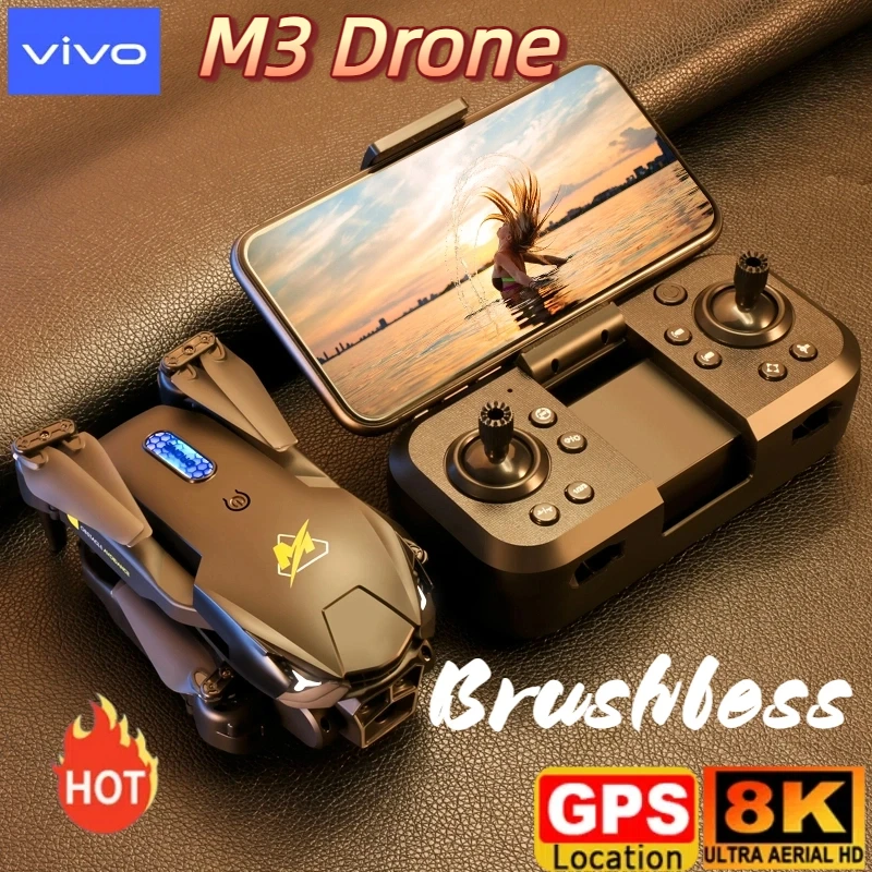 

Дрон VIVO M3 Pro 8K с тройной камерой, профессиональной HD-аэрофотосъемкой, обходом препятствий, бесщеточным двигателем и GPS-возвратом ﻿