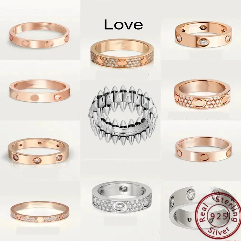 S925 European, American and Korean 3A high quality original logo jewelry spiral LOVE all-match popular women\'s ring