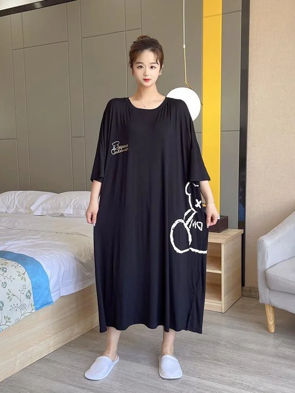 قميص نوم صيفي رقيق وفضفاض للأمهات الحوامل بأكمام قصيرة، ملابس منزلية تغطي البطن، مقاس كبير، مريح وقابل للتنفس