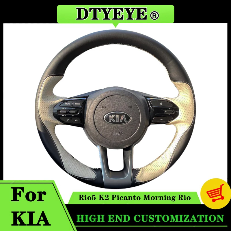 

Customized Steering Wheel Cover For Kia Rio5 K2 Picanto Morning Rio 2017-2019 DIY Original Steering Wheel Braid Car Accessories