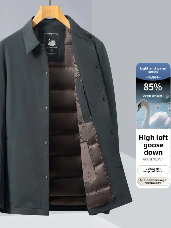 

Men's down Jaet Lightweight Goose down irt Collar Flip Collar Winter High End Top Faion Urban Outdoor Commute Waterproo...