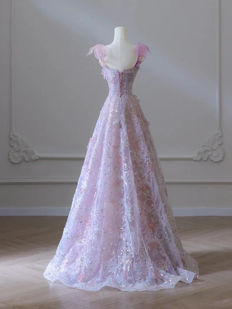 Vestido De quinceañera con tirantes finos, traje Floral De princesa con apliques De encaje, talla grande, hecho a medida, 2023