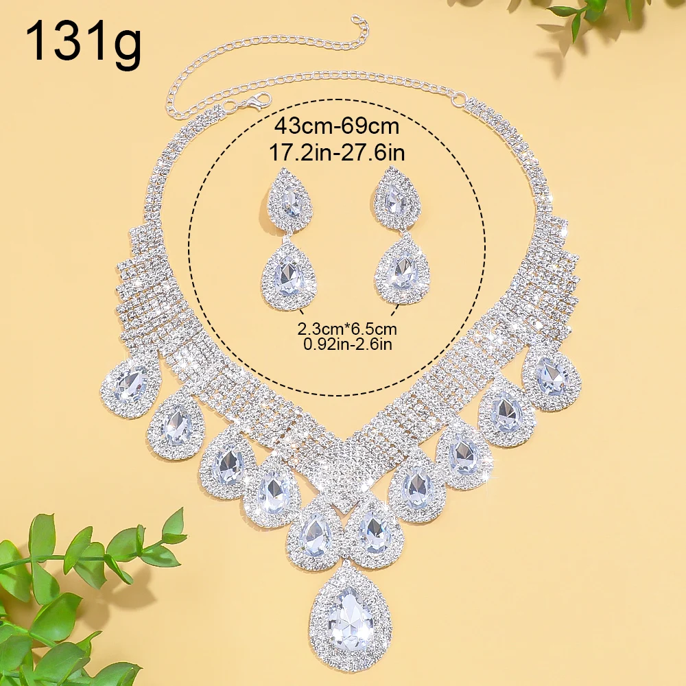 Stonefans Exaggerate Necklace Earrings Set Water Drop Party Accessories Fashion Large Rhinestone Bridal Jewelry Set for Women