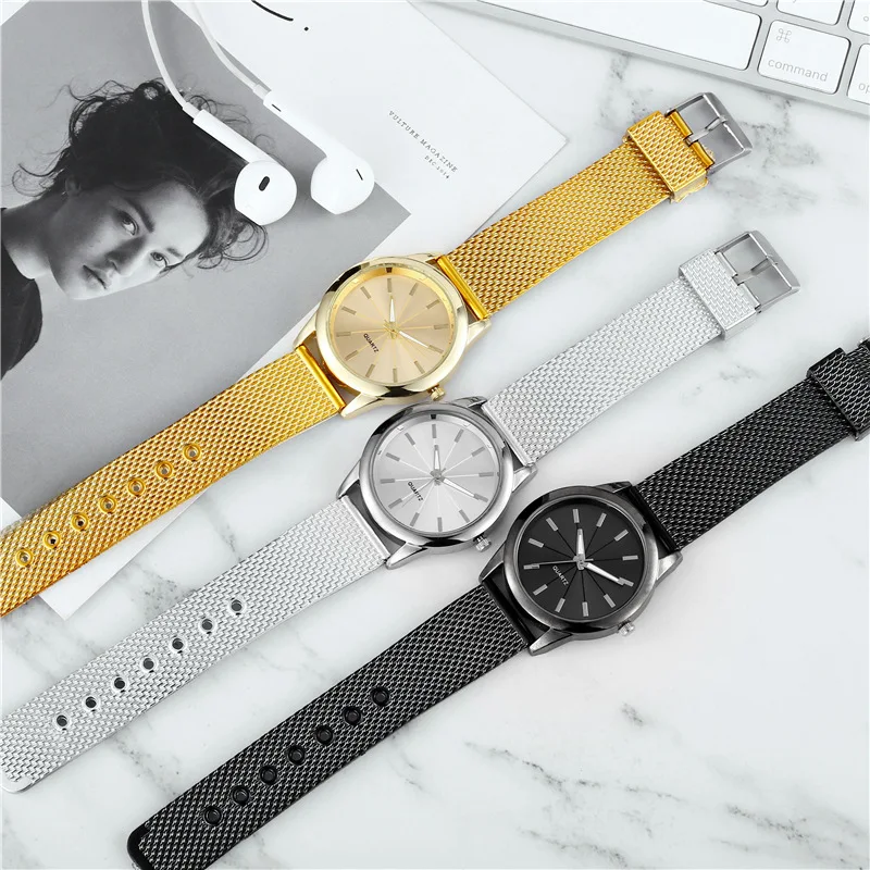 Womens Watches Gold Black Watches Stainless Steel Mesh Ladies High-end Quartz Watches Luxury Femme Wristwatches Reloj Para Mujer