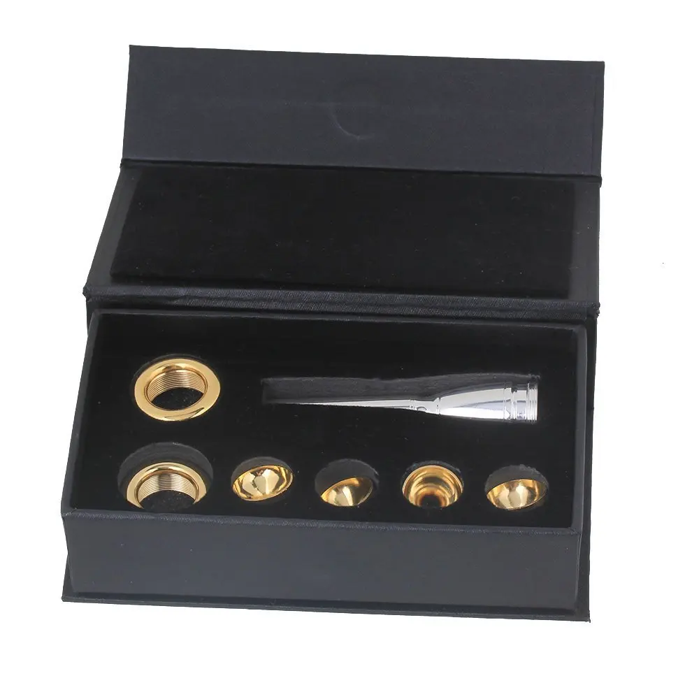 Gold Plated Trumpet Mouthpiece Set, Bach Style 7,3C,2C,2B,3B, Professional Brass Instrument Replacement Accessory