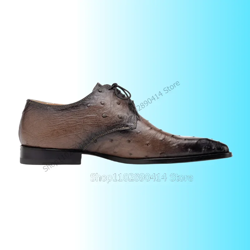 Braun Farbverlauf Strauß Druck Karree Männer Schuhe Fashion Lace Up Männliche Schuhe Luxus Handgemachte Party Bankett Männer Kleid Schuhe
