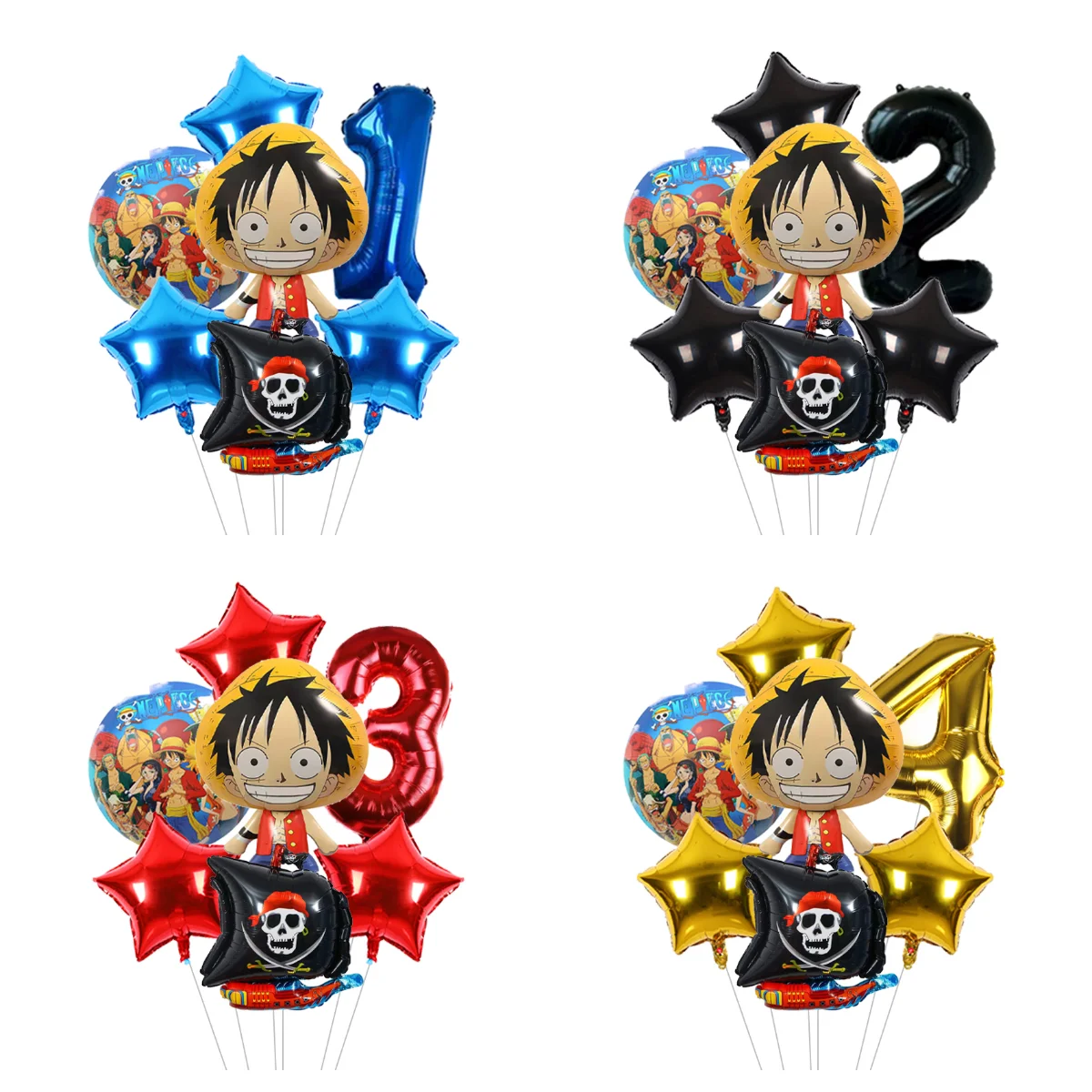 One Piece Anime Geburtstagsparty Dekorationen Luffy Zoro Cartoon Folien- und Latexballons Kinder Jungen Partyzubehör