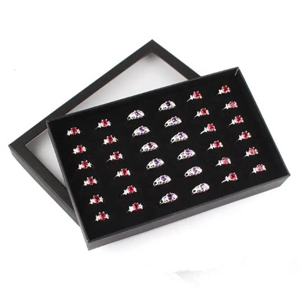 Storage Box Transparent Organizer Jewelry Packaging 36 Slots Ring Display Holder Earring Jewelry