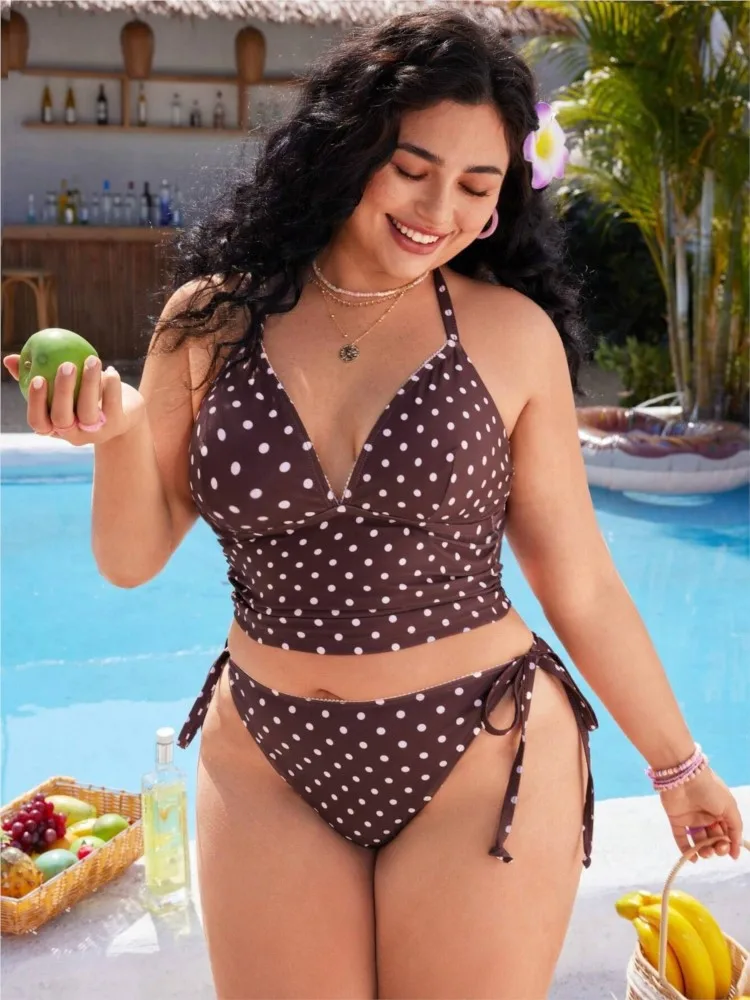 

L-4XL Plus Size High Waist Bikini Women's Push Up Big Large Size Swimsuit 2026 Summer Mujer Tummy Control Swimwear Bikini Sets