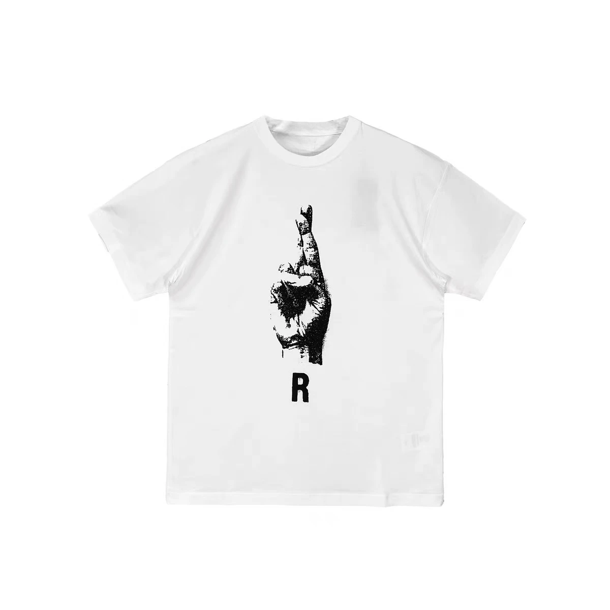 Raf Simons Spring/summer New Black/white Gesture Print Short Sleeve Loose Version Pure Cotton T-shirt for Men and Women