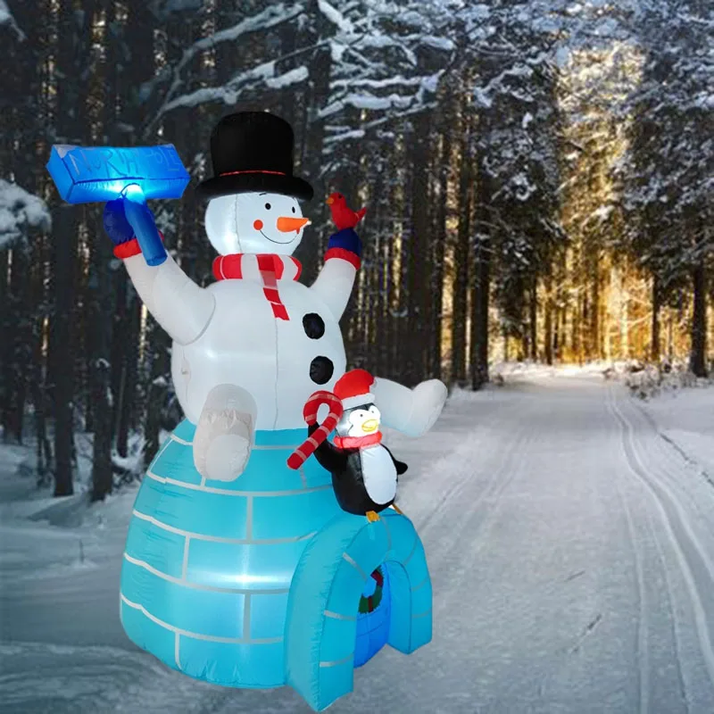 1.8m/5.9FT Christmas Decor Inflatable Snowman Penguin Build-in LED Lights Indoor Ornament Xmas Party Outdoor Prop Decoration