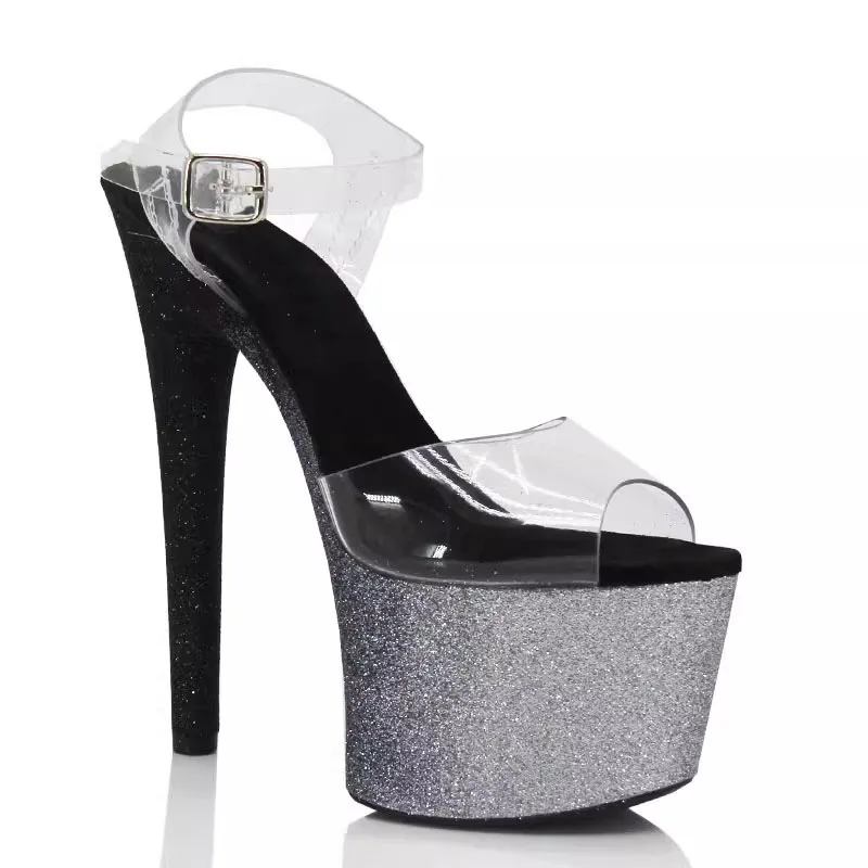 LAIJIANJINXIA New Shiny Thick-soled Pole Dance High-heeled Shoes 7-8 inches17- 20CM Striptease Catwalk High-heeled Sandals