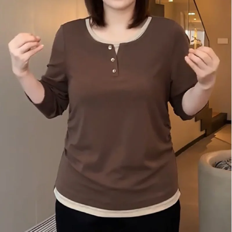 เสื้อชั้นในกำมะหยี่ผู้หญิงขนาดใหญ่ชุดแม่แฟชั่นและเสื้อสองชิ้นปลอมอเนกประสงค์