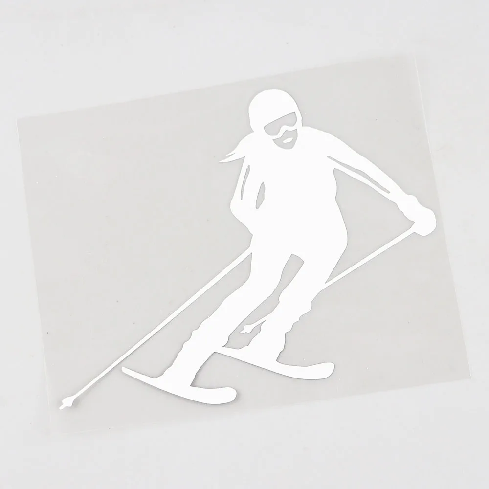 YJZT 15.4CM×12.1CM Decal Cool Girls Winter Alpine Skiing Vinyl Black/Silver Car Sticker 8A-1427