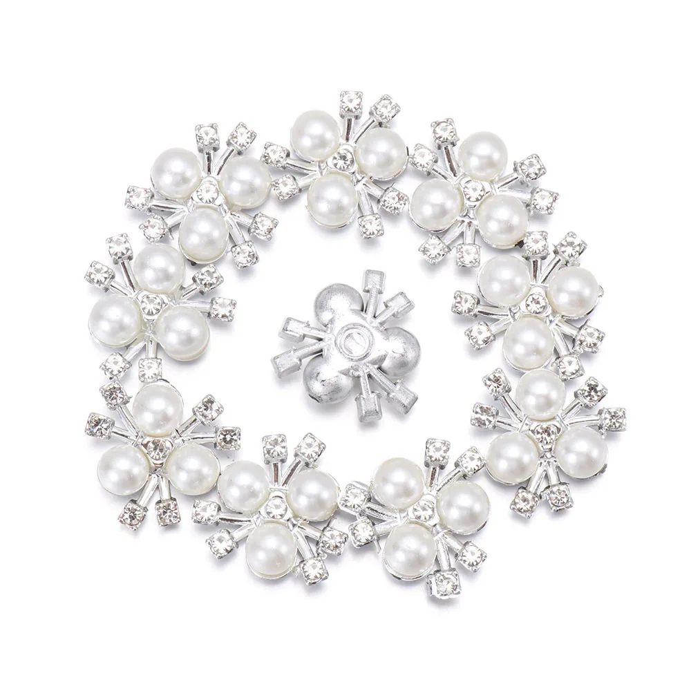 10PCS Apparel Sewing Hat Accessories Crystal Headwear Clip Rhinestone Buttons Pearl Button Pearl Hairpins