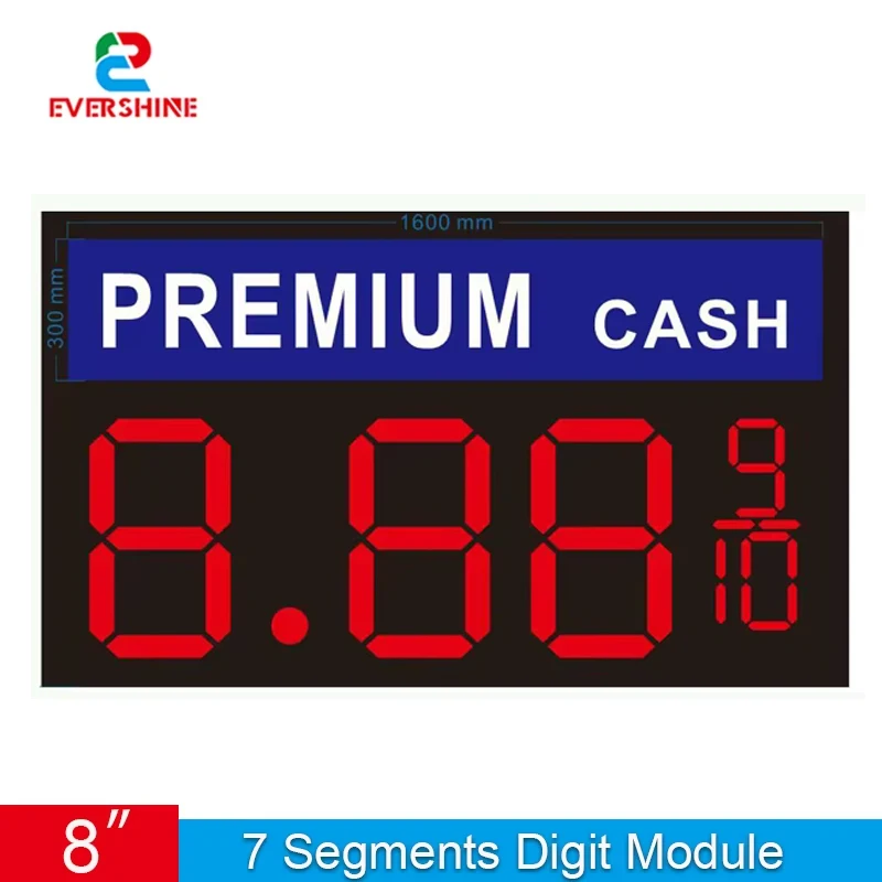 8 Inch Outdoor Waterproof LED Digital Display Module 7 Segment Electronic Fuel Price Sign for Gas Station Number Board