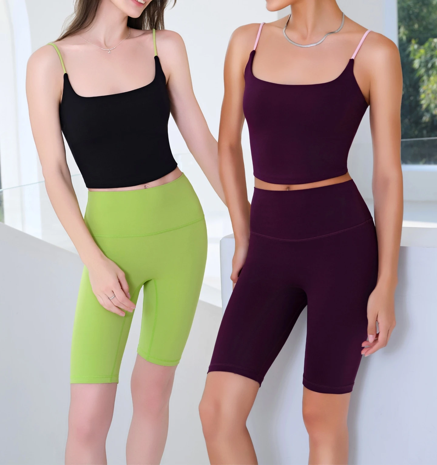 Sommer-Sport-Kurze Yoga-Leggings-Shorts, kniebeugensichere, hochtaillierte, hautfarbene Fitness-Shorts, schnell trocknende Radfahrer-Workout-Gym-Shorts – Detail 2