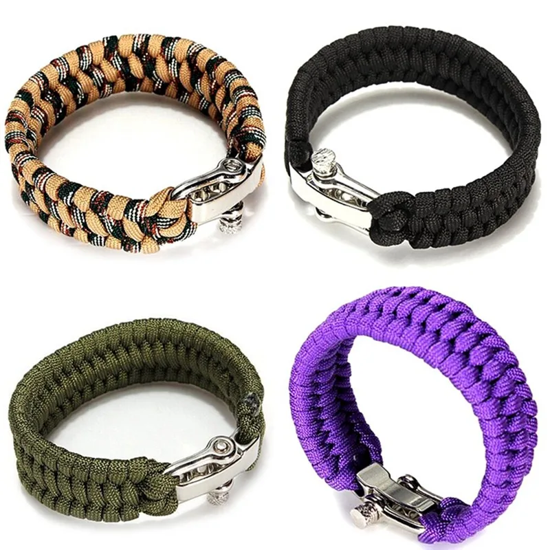 Braided Paracord Bracelets for Men Women Outdoor Camping Parachute Rope Clasp Survival Bracelet Multi-Function Adjustable