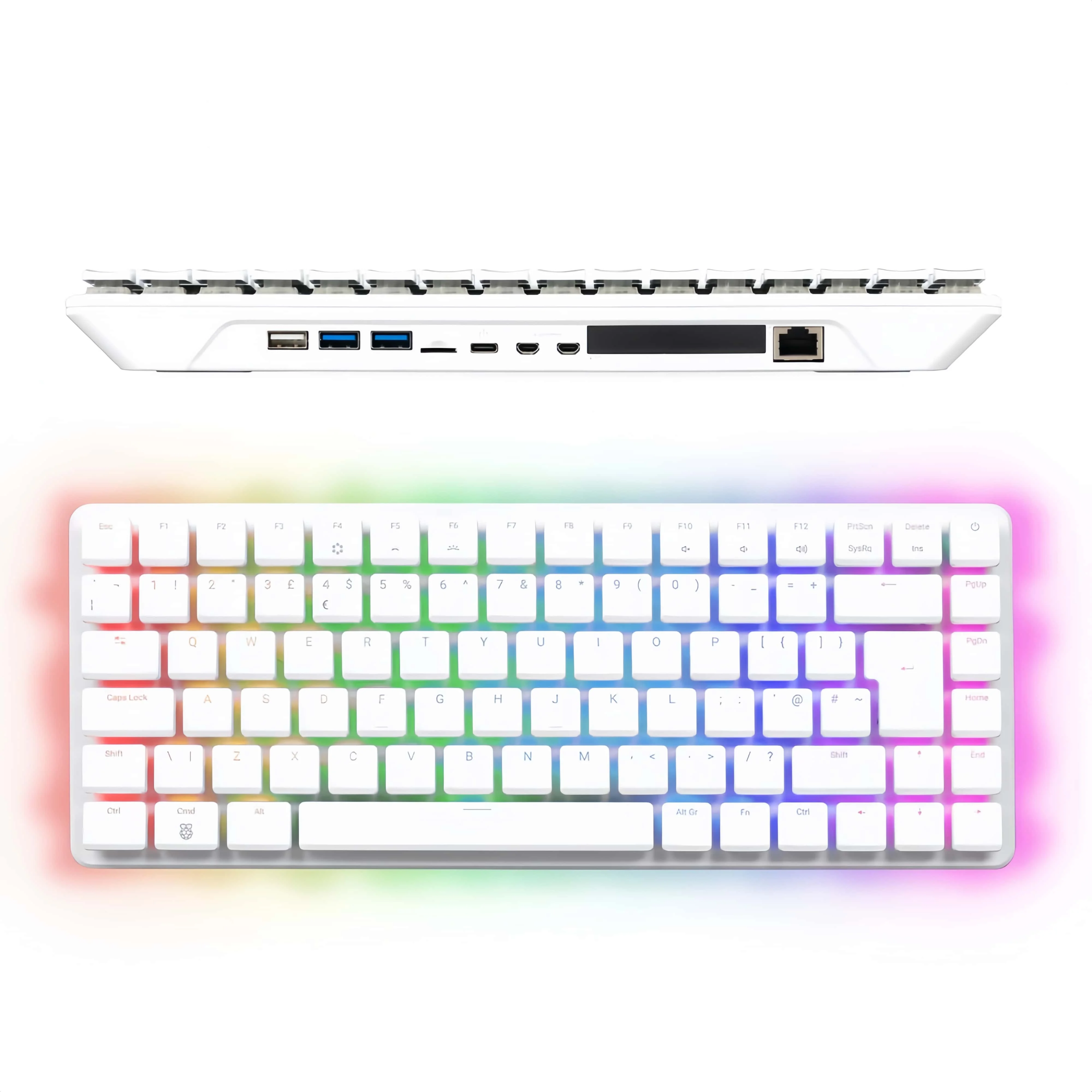 Mechanical Keyboard PC 16GB RAM 256GB NVMe SSD RGB Backlit Mini Computer for AI Development & Education