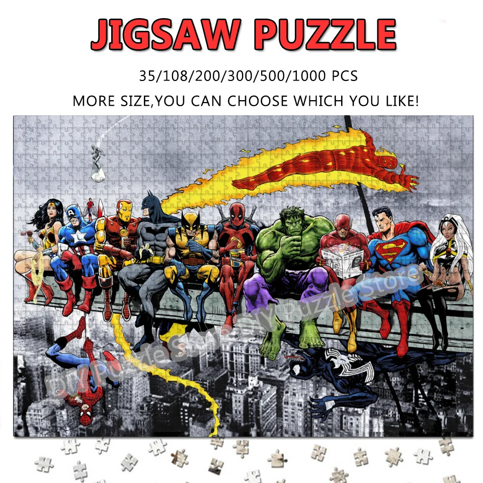 

Marvel Superhero Avengers Series Print Puzzle 108/200/300/500/1000/1500 Pieces Jigsaw Puzzles for Adults Stress Relief Toys
