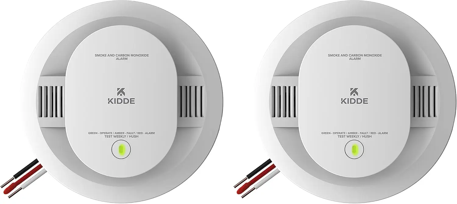 

Hardwired Smoke & Carbon Monoxide Detector AA Battery Backup, Voice Alerts, Interconnectable LED Warning Light Indicators 2 Pack