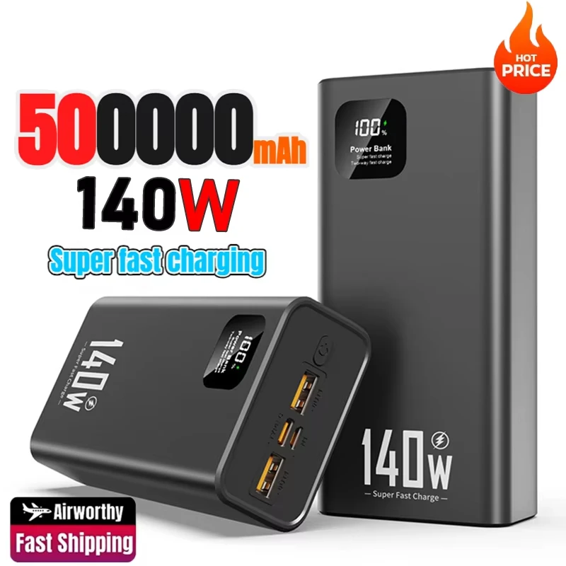 140W 500000mAh batterie externe haute capacité PD 22.5W charge ultra rapide chargeur de batterie Portable pour iPhone 12-17 Samsung