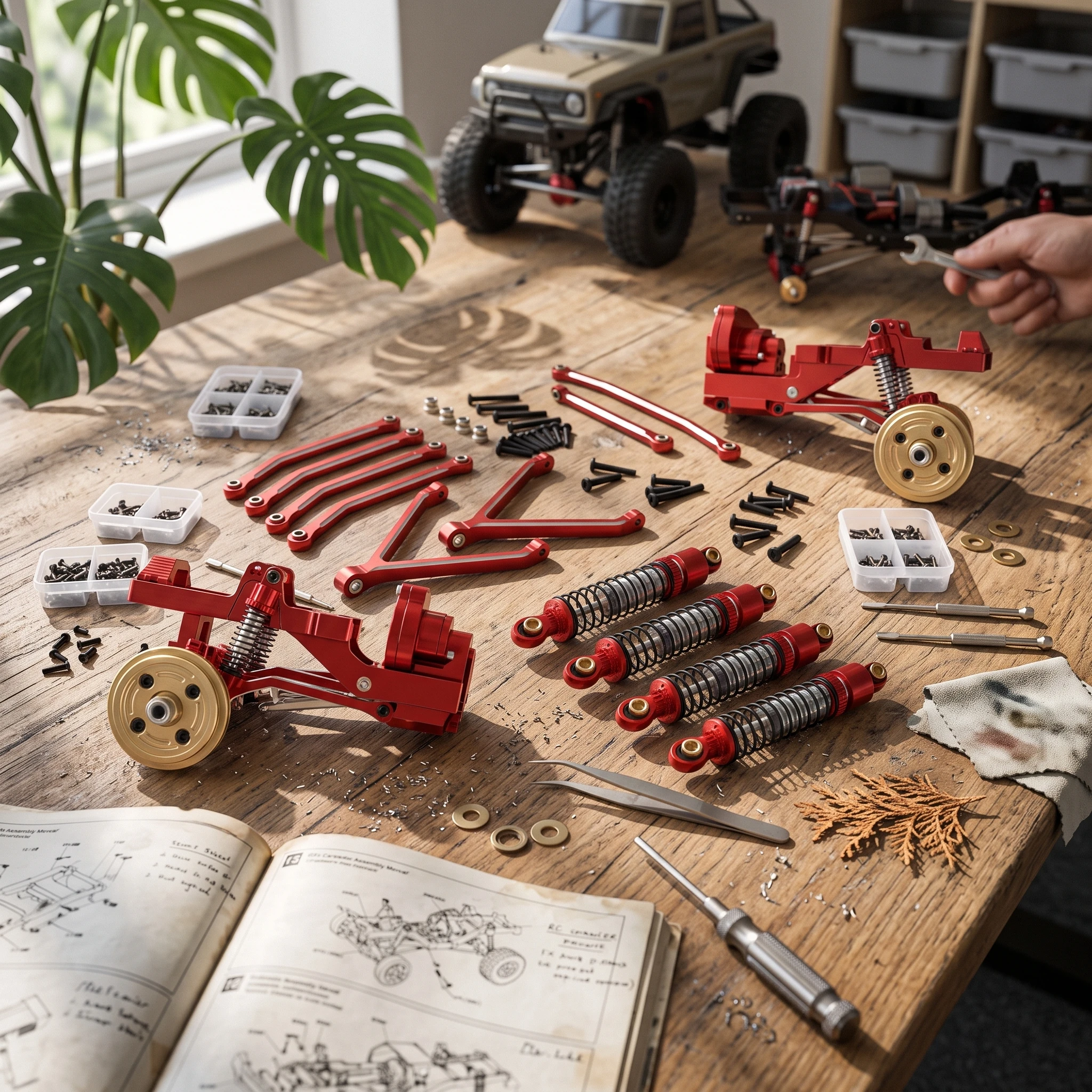 Shock System Kit with Shock Absorbers Oil-Filled Shock Absorber Kit Upgrade Parts Adjustable Mount Long-Lasting for Hobbyists
