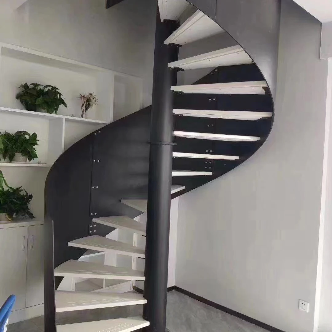 Customization Customized Curve Stairs Modern Luxury Indoor Spiral Solid Wooden Steps Treads Staircase System