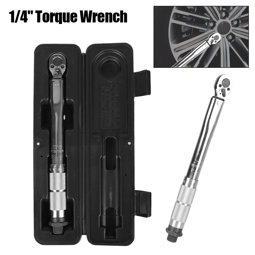 Two-way Precise Ratchet Key 1/4 Inch Spanner Accuracy 3% Car Bike Repair Hand Tools Square Drive Torque Wrench 5-25N.m