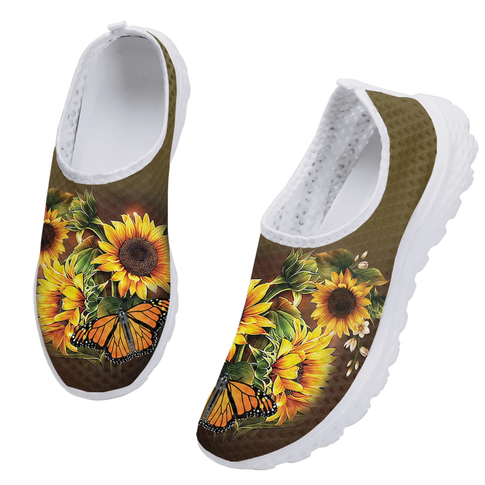 Fashion Sunflower Butterfly Loafers Summer Lightweight Breathable Outdoor Walking Shoes Casual Sneakers Zapatos