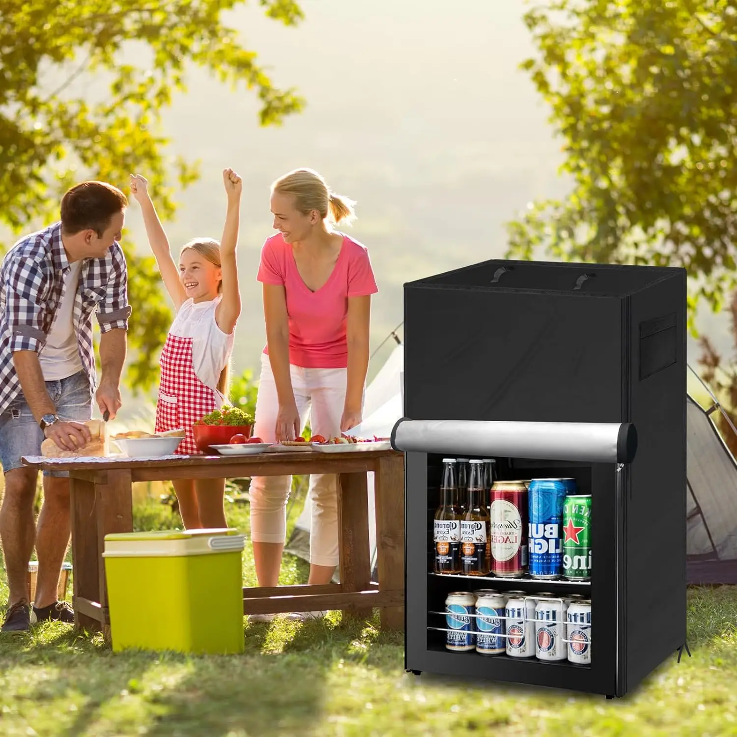 Outdoor Refrigerator Freezer Universal Protective Cover, Waterproof Dustproof Sun-Proof, Fits Most Small Upright Freezers