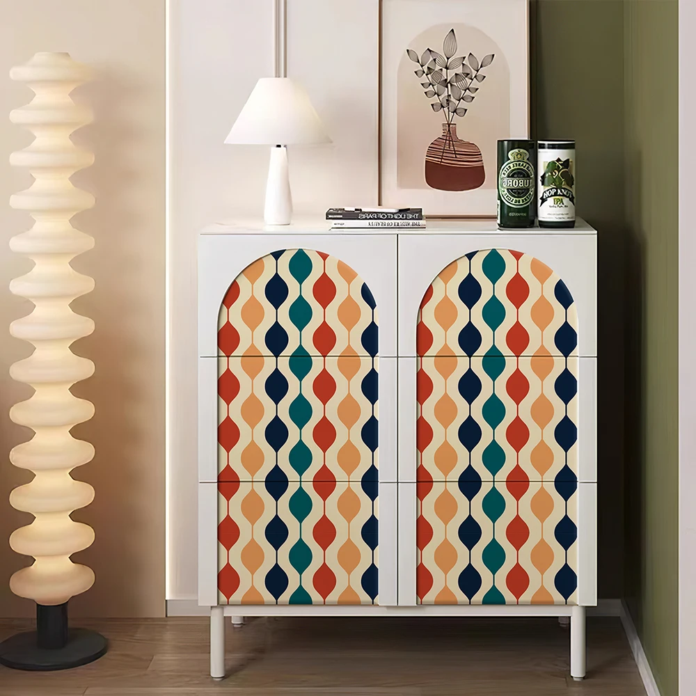 Wave Striped Wallpaper Self-Adhesive Color Retro Waterproof PVC Wallpapers Sticker Thick Cabinet Sticker For Home Decoration