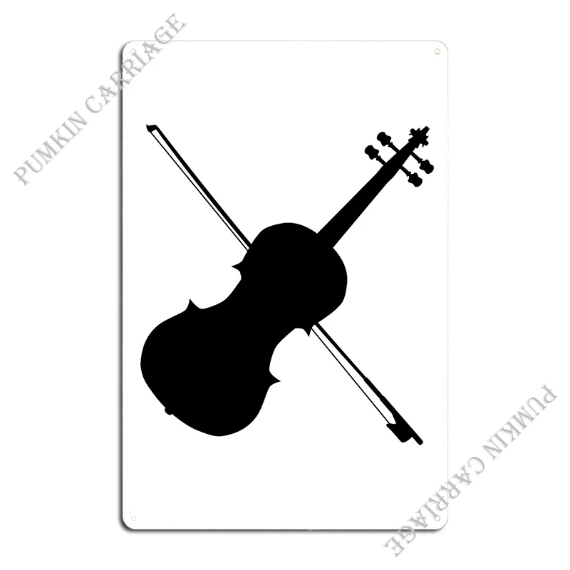 Fiddle Silhouette Metal Plaque Poster Club Decoration Design Wall Cave Decoration Tin Sign Poster