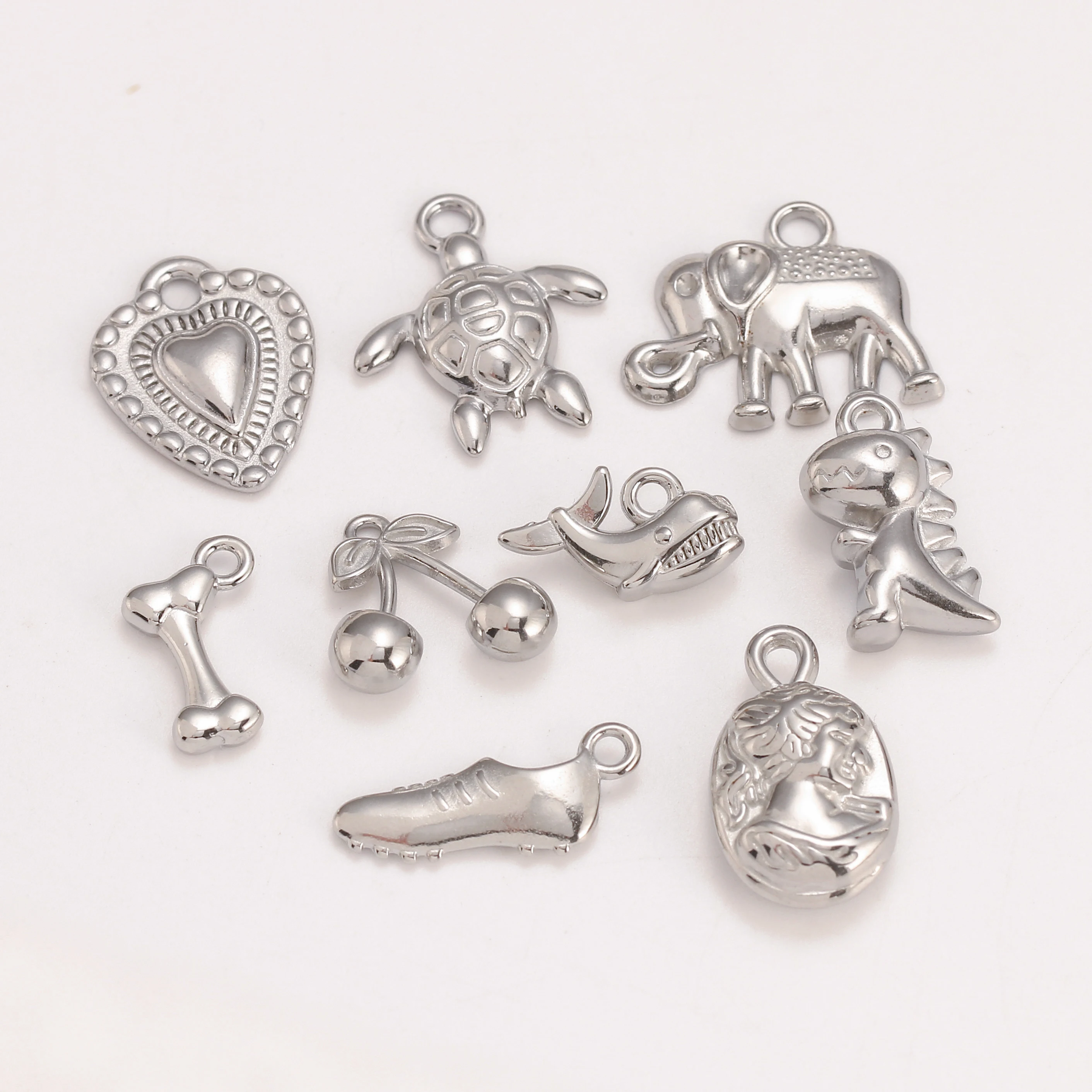 3 Stück schöne Dinosaurier/Wal/Marine Schildkröte/Herz Charms Edelstahl Tiere Anhänger für Halskette Armband DIY Schmuckherstellung – Detail 5