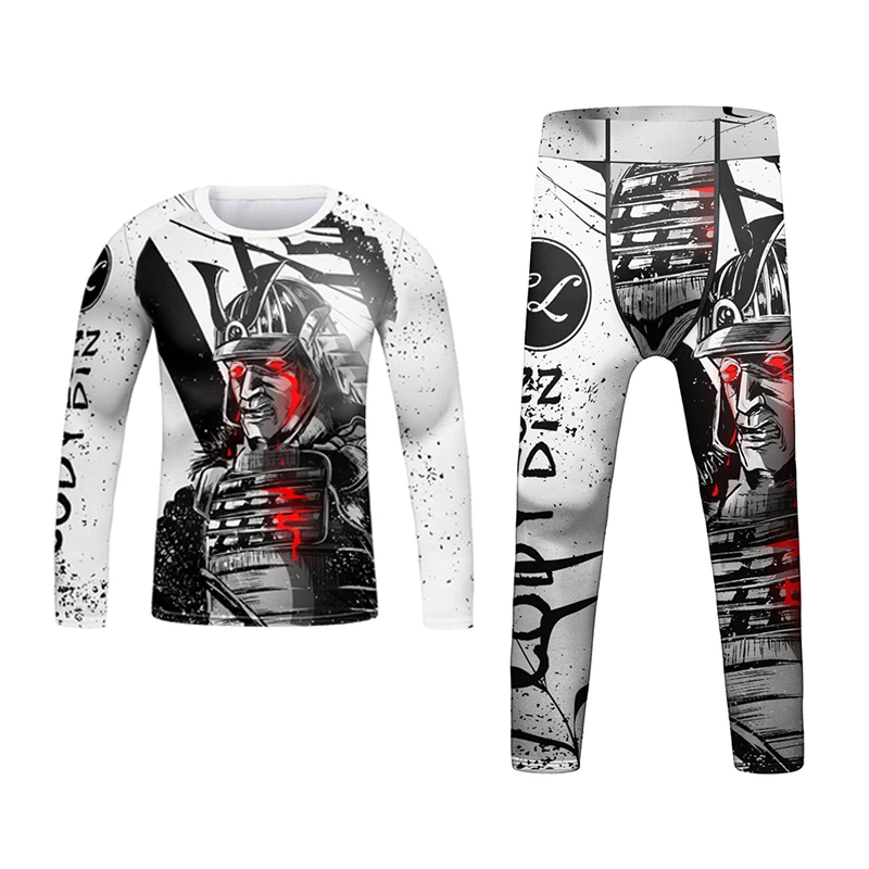 New kids Rashguard Jiu jitsu MMA T-shirt+Pant Sets Sportswear Rash guard BjJ Gi Kickboxing Jerseys Boy Children Muay Thai Shorts