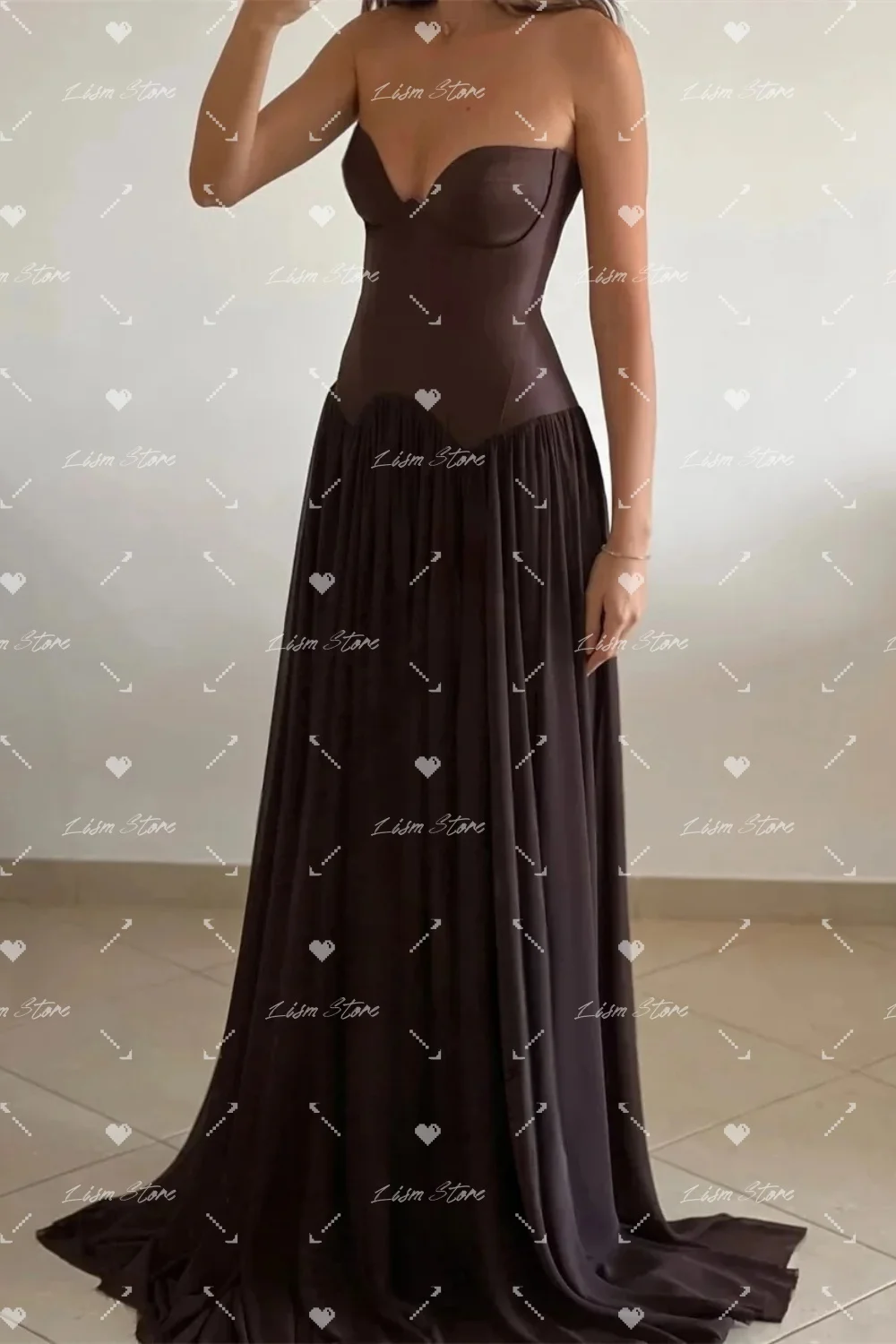 Lism Graceful Brown A Line Evening Gown Sleeveless A Line Corset Formal Party Dresses Vestidos De Gala De Noche 2026 Customized
