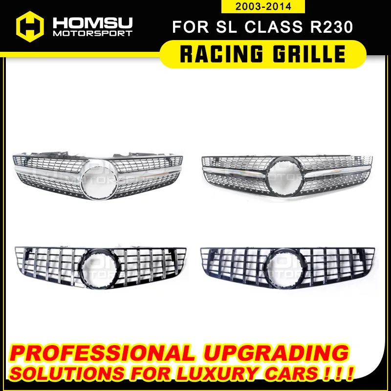 2008-2012-Year SL Class R230 Diamond grill Suitable for mercede SL Class R230 GT R Grille for SL320 SL300 Grid without emblem