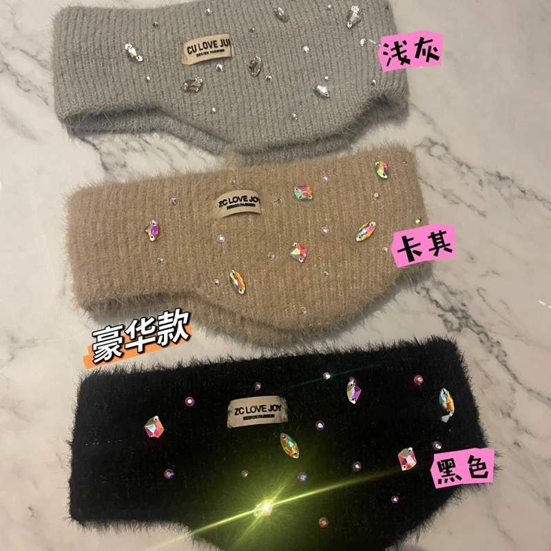 

Figure skating forehead protection headband keeps warm, absorbs sweat, mink fur knit sports headband