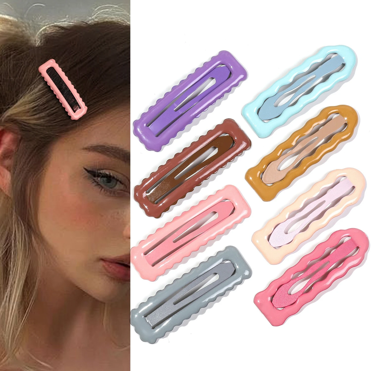 

Colorful Wave Hair Side Clips for Women Girls Bangs Hairpins Korean Trendy Pure Color Side BB Clips Hair Accessories Wholesale